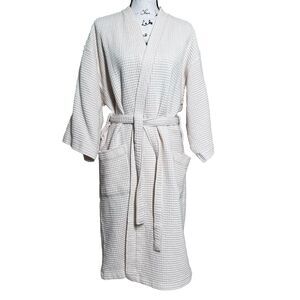 Gilden Tree Luxury Cotton Waffle Weave Bath Robe Unisex S/M Cream Spa Cruise